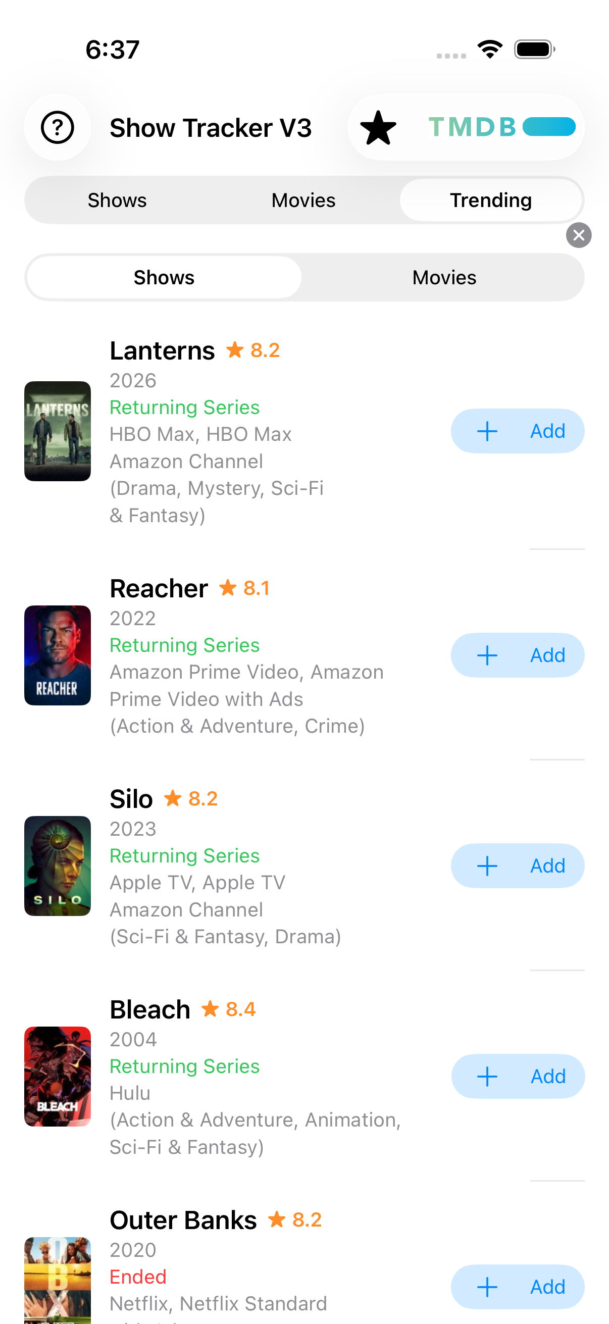 Trending tab on iPhone
